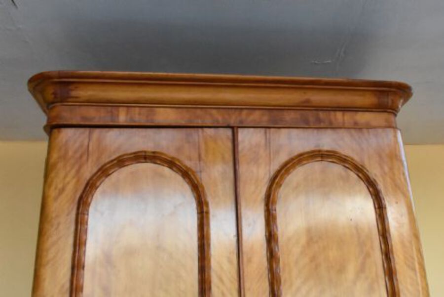 Antique Victorian Satinwood Two Door Wardrobe