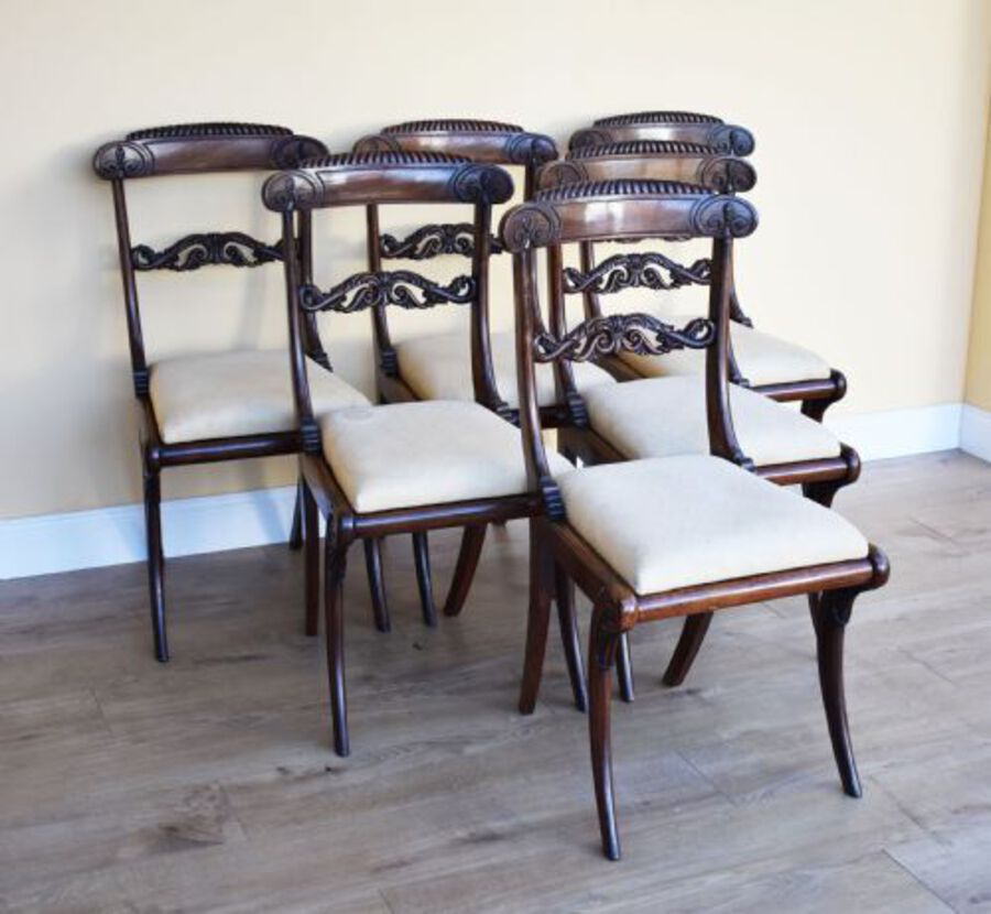 Antique Set of 6 Regency Rosewood Dining Chairs