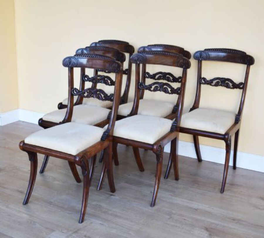 Antique Set of 6 Regency Rosewood Dining Chairs