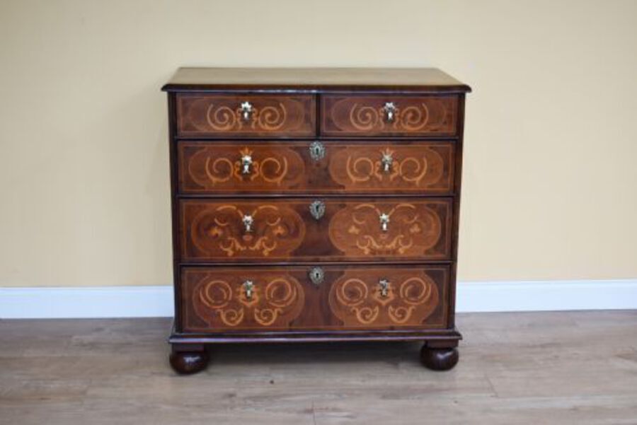 Antique George III Walnut & Marquetry Chest of Drawers