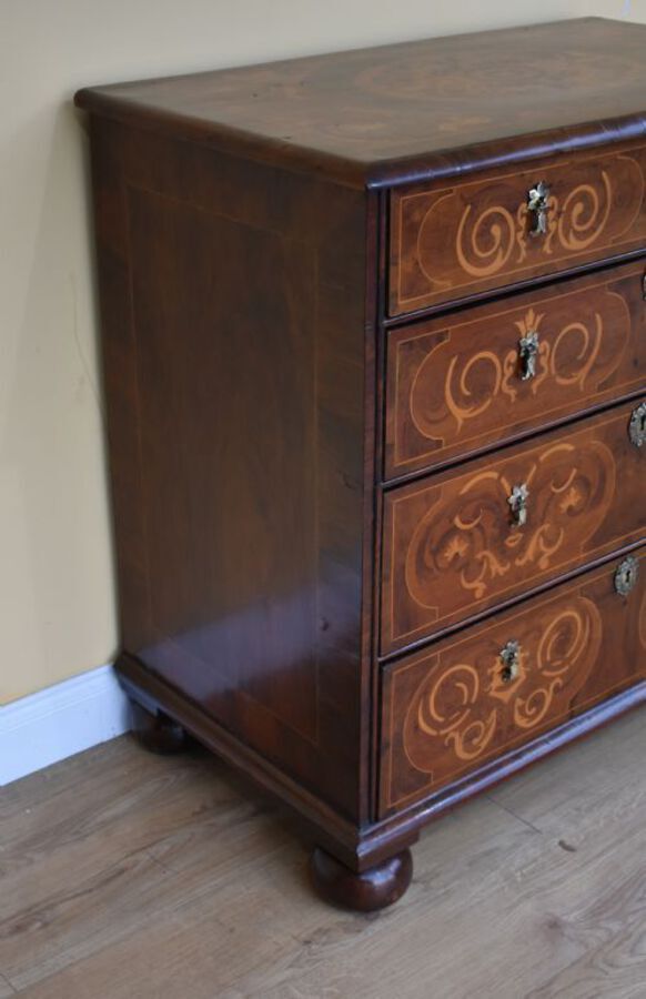 Antique George III Walnut & Marquetry Chest of Drawers