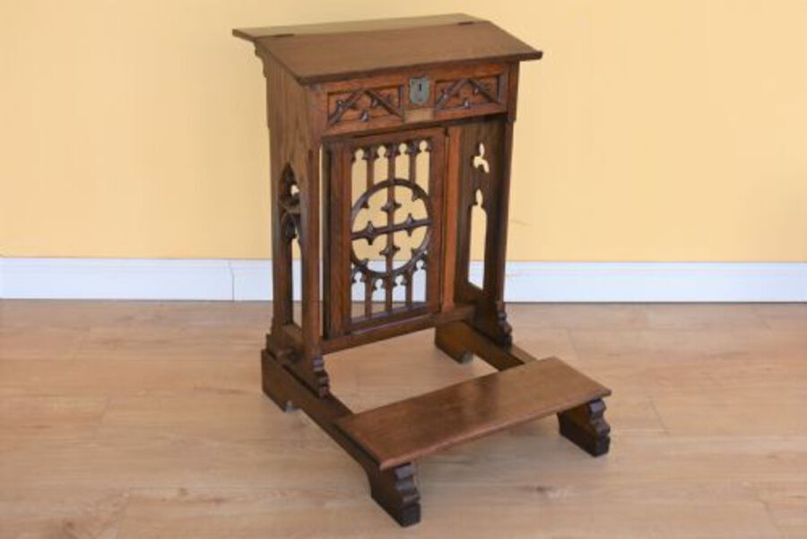Victorian Oak Church Praying Lectern-reading stand