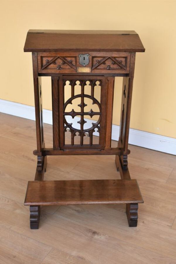 Antique Victorian Oak Church Praying Lectern-reading stand