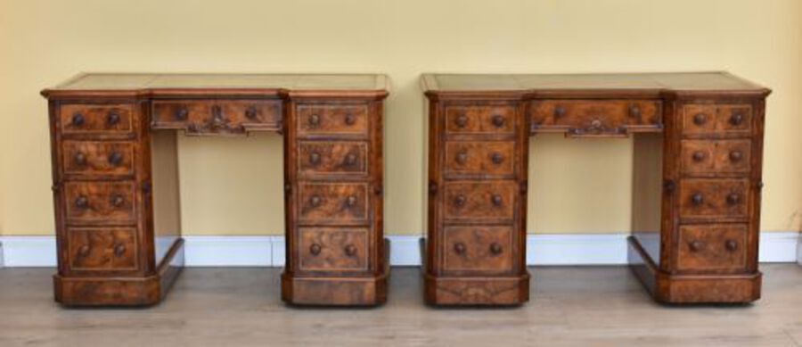 Pair of Victorian Burr Walnut Desks