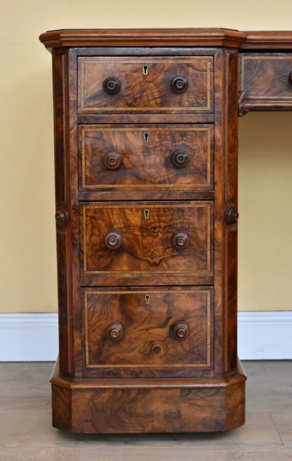 Antique Pair of Victorian Burr Walnut Desks