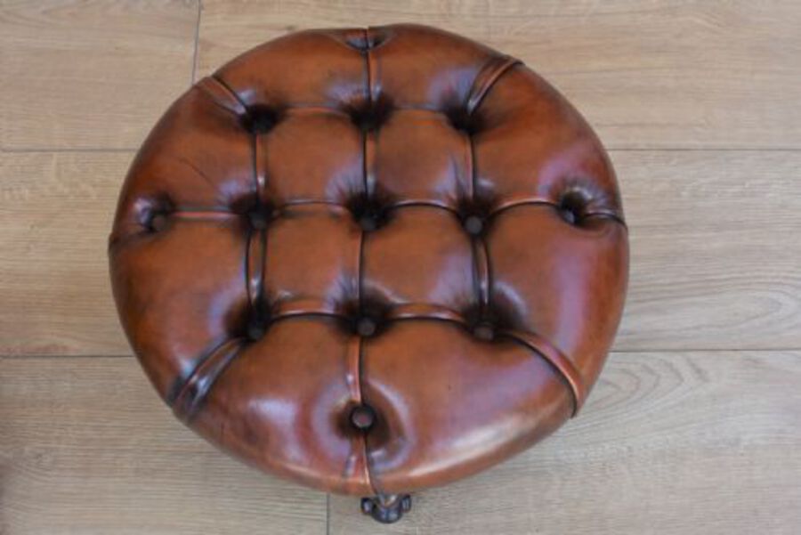 Antique Pair Victorian Antique Footstools deep buttoned hand dyed
