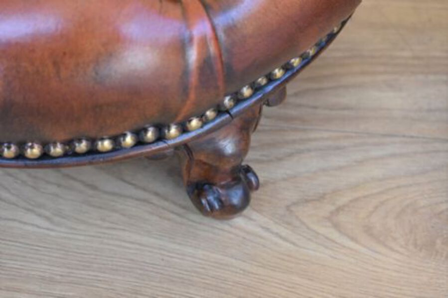 Antique Pair Victorian Antique Footstools deep buttoned hand dyed