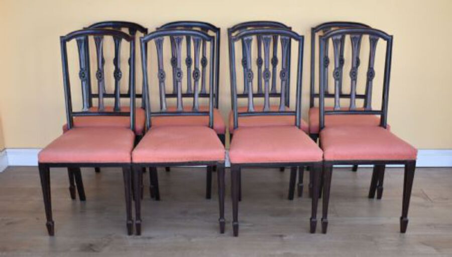 Set of 8 Edwardian Solid Mahogany Dining Chairs