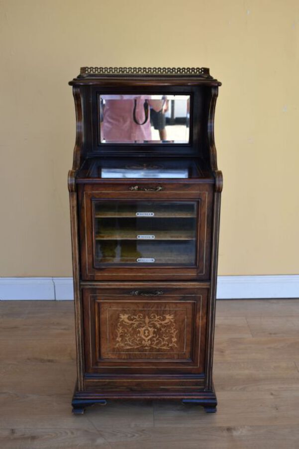 Antique Edwardian Rosewood Inlaid Music Cabinet
