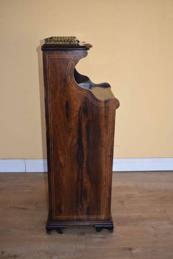 Antique Edwardian Rosewood Inlaid Music Cabinet