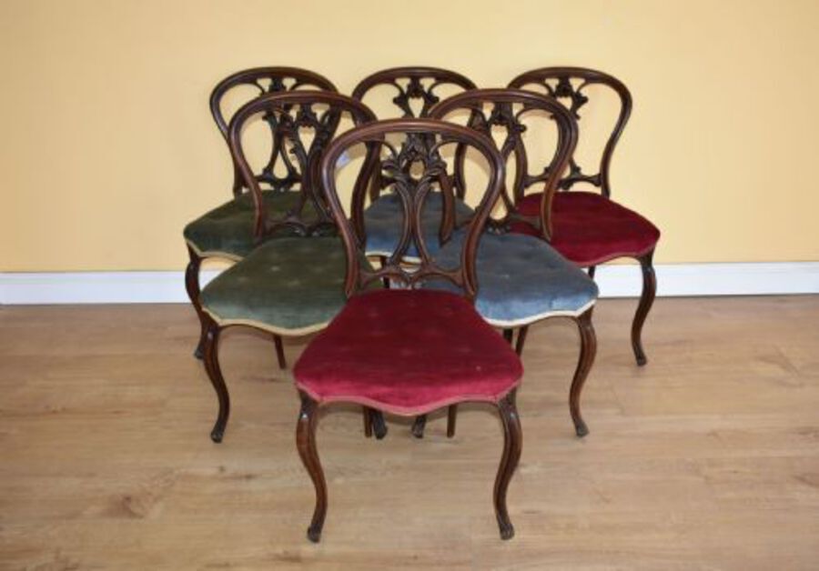 Set of 6 Victorian Mahogany Dining Chairs