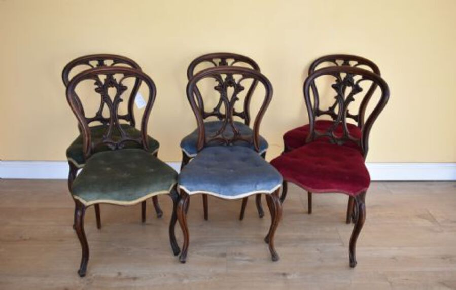 Antique Set of 6 Victorian Mahogany Dining Chairs