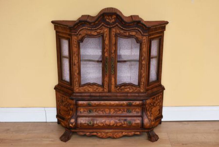 Miniature Dutch Marquetry Vitrine
