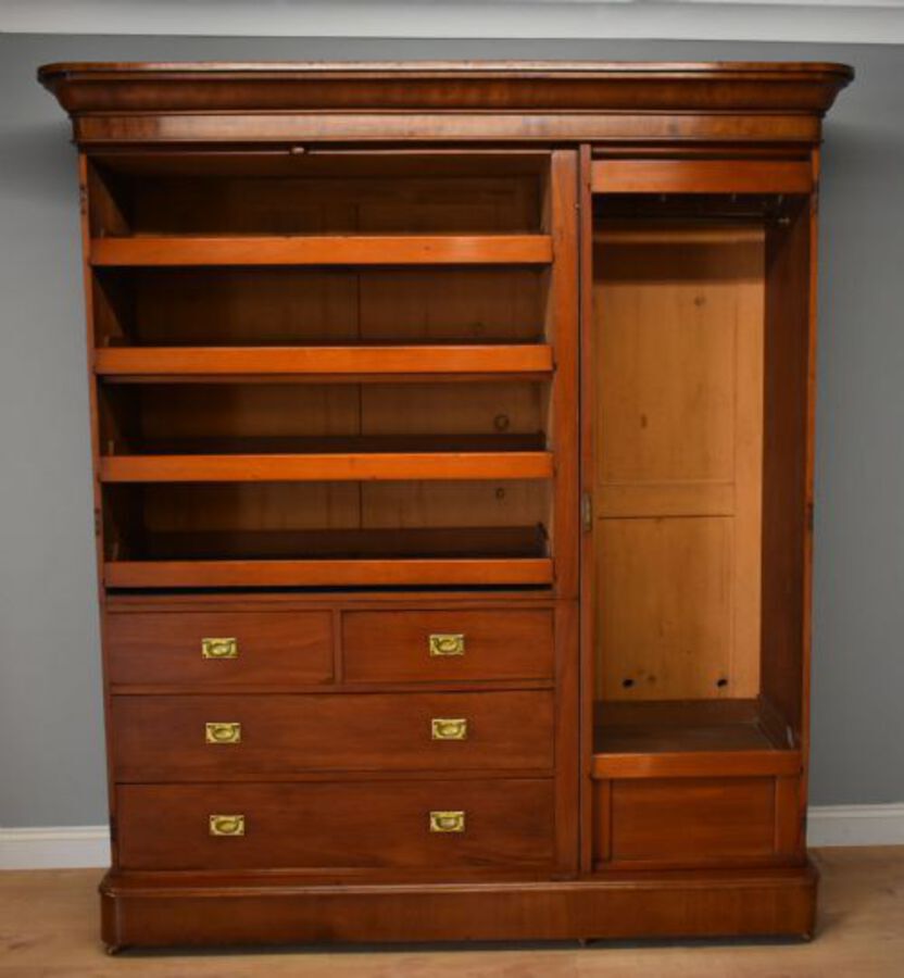 Antique Victorian Mahogany Triple Wardrobe