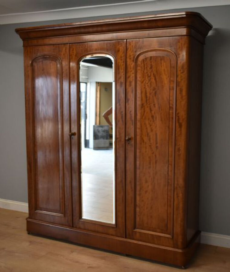 Antique Victorian Mahogany Triple Wardrobe
