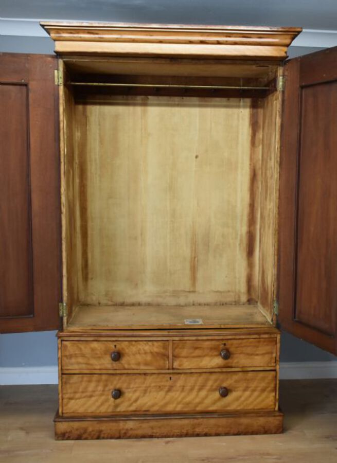 Antique Victorian Satin Birch Wardrobe