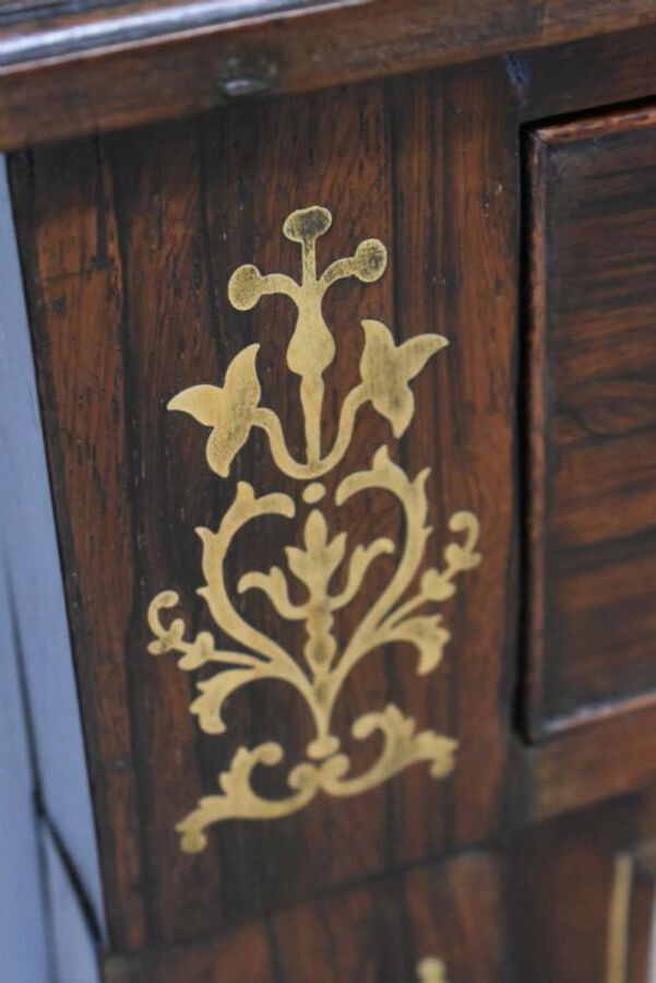 Antique 19th Century Regency Rosewood and Brass Inlaid Bookcase