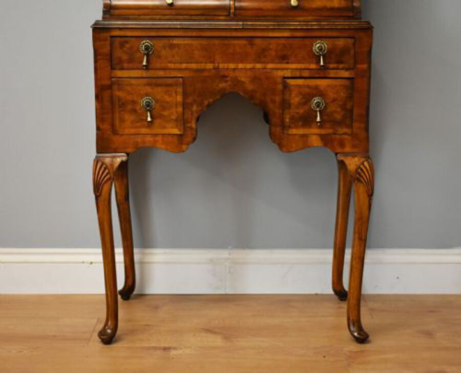 Antique 20th Century Queen Anne Style Burr Walnut Cabinet