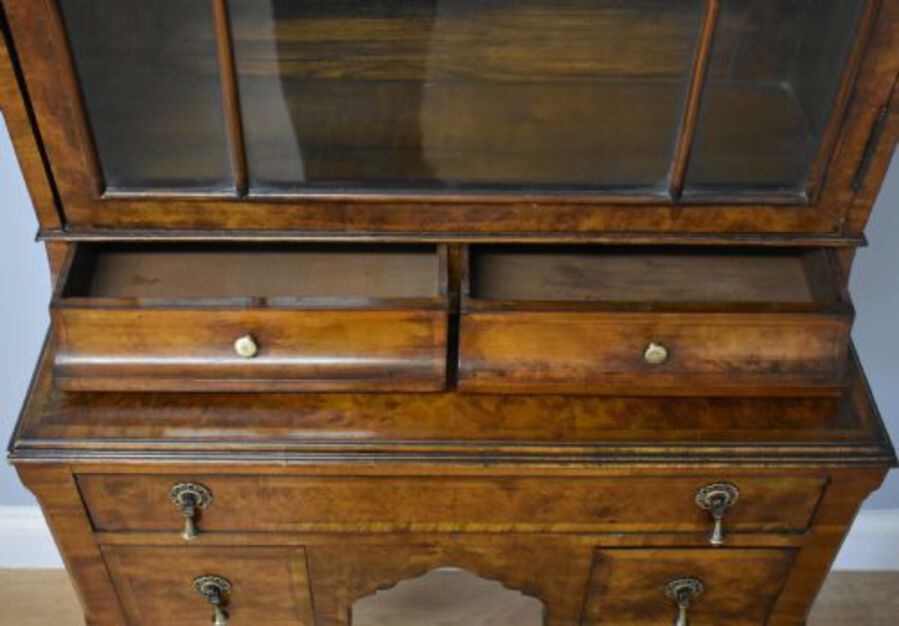 Antique 20th Century Queen Anne Style Burr Walnut Cabinet