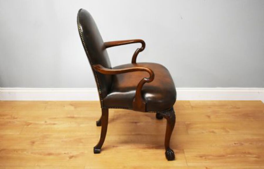 Antique 20th Century George III Style Leather Armchair