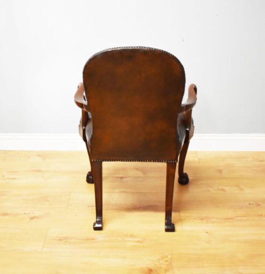 Antique 20th Century George III Style Leather Armchair