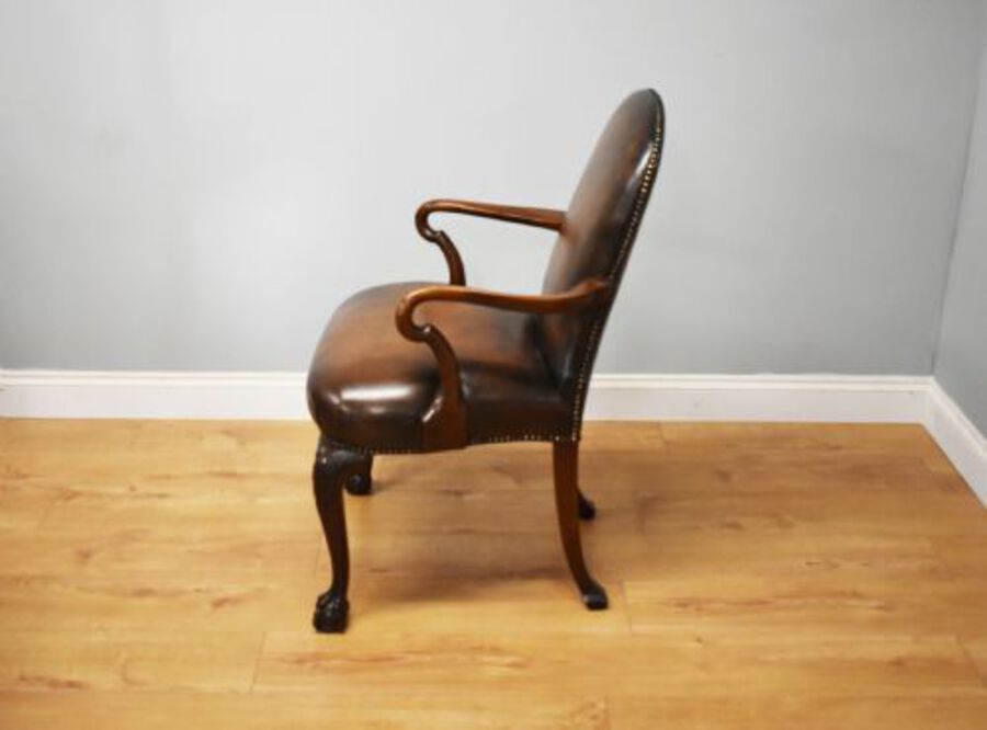 Antique 20th Century George III Style Leather Armchair
