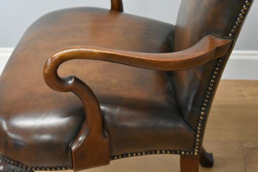Antique 20th Century George III Style Leather Armchair