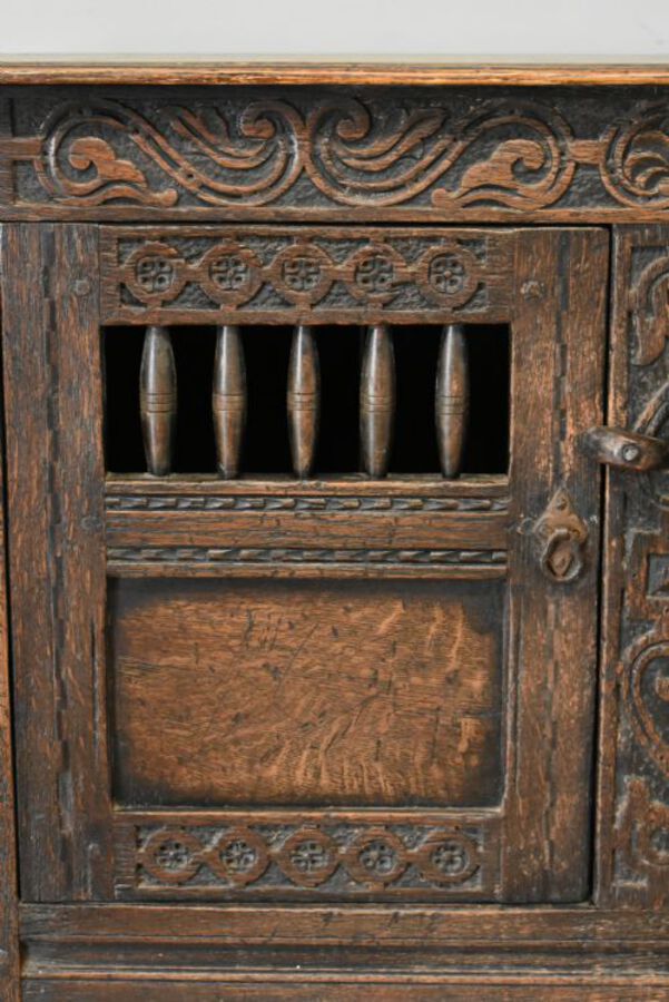Antique Small 20th Century Carved Oak Sideboard