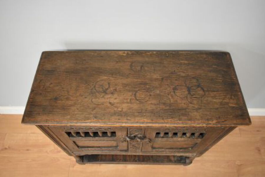 Antique Small 20th Century Carved Oak Sideboard