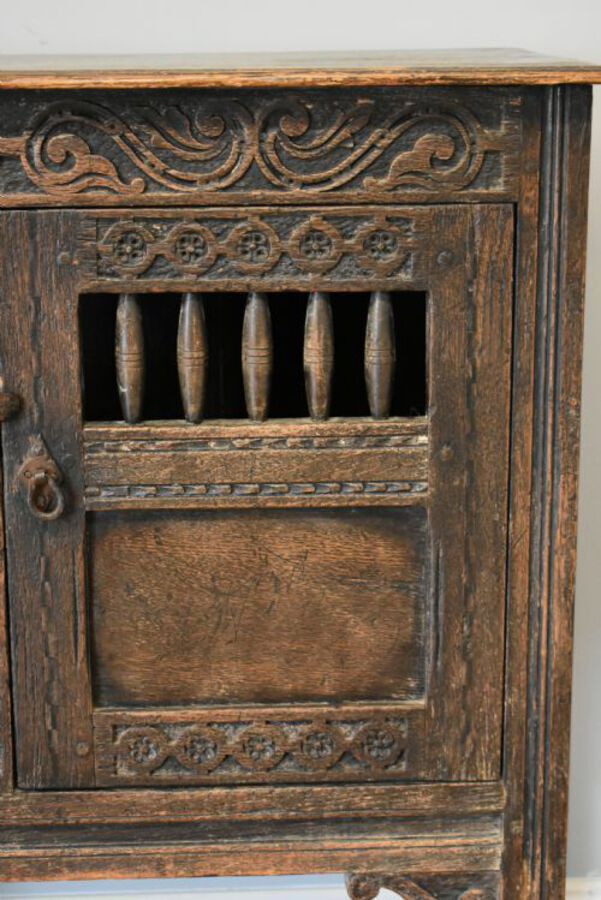 Antique Small 20th Century Carved Oak Sideboard