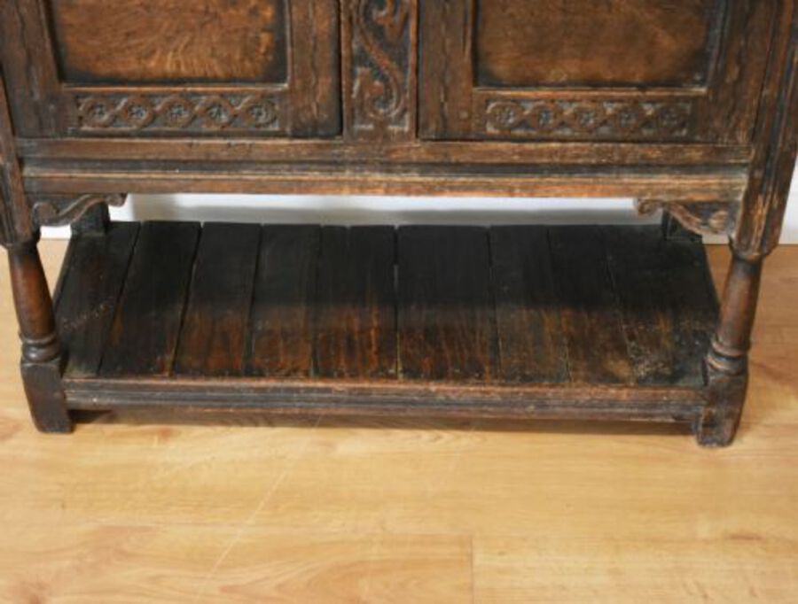Antique Small 20th Century Carved Oak Sideboard