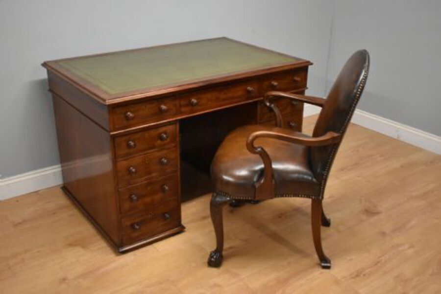 Antique Small 19th Century Victorian Mahogany Partners Desk