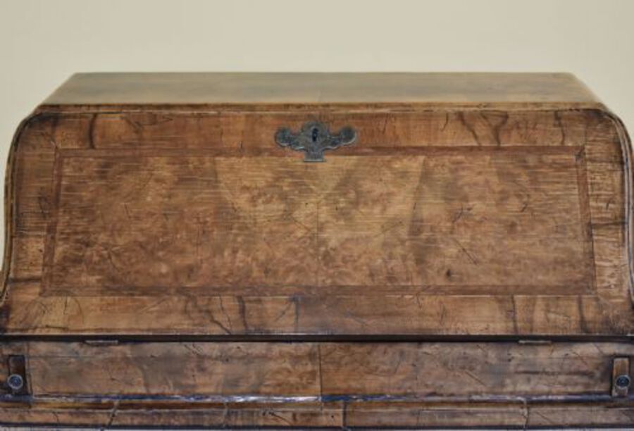 Antique 20th Century Queen Anne Revival Burr Walnut Bureau