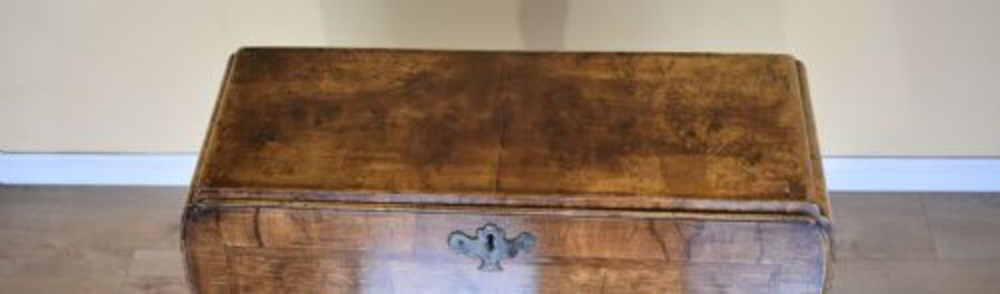 Antique 20th Century Queen Anne Revival Burr Walnut Bureau