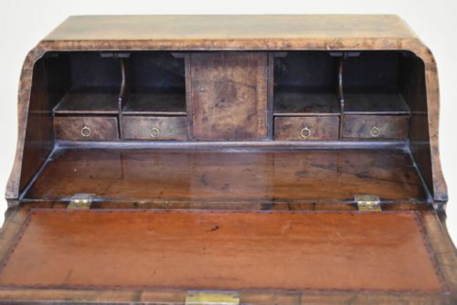 Antique 20th Century Queen Anne Revival Burr Walnut Bureau