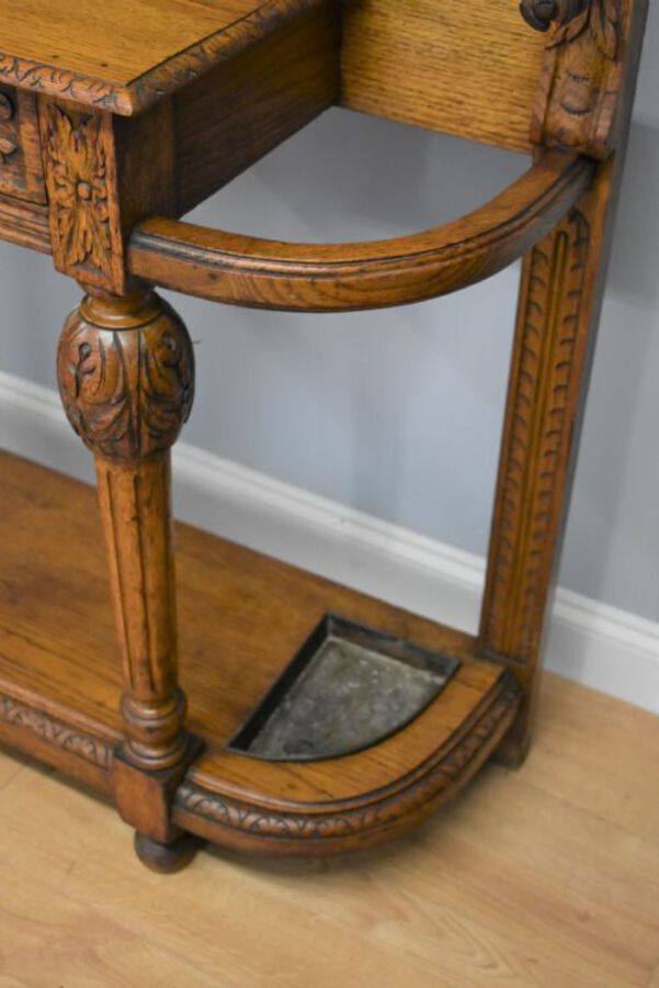 Antique Victorian Carved Oak Hallstand