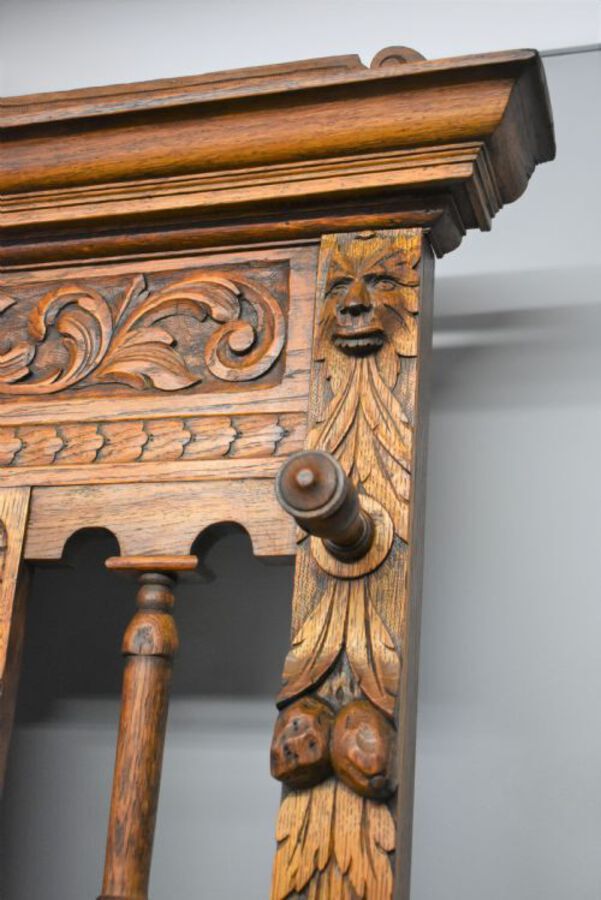 Antique Victorian Carved Oak Hallstand