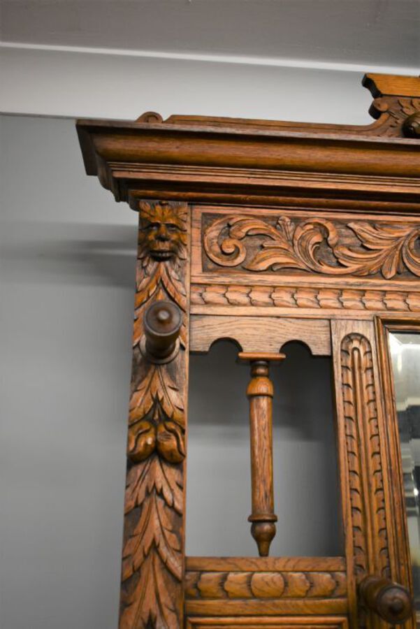 Antique Victorian Carved Oak Hallstand