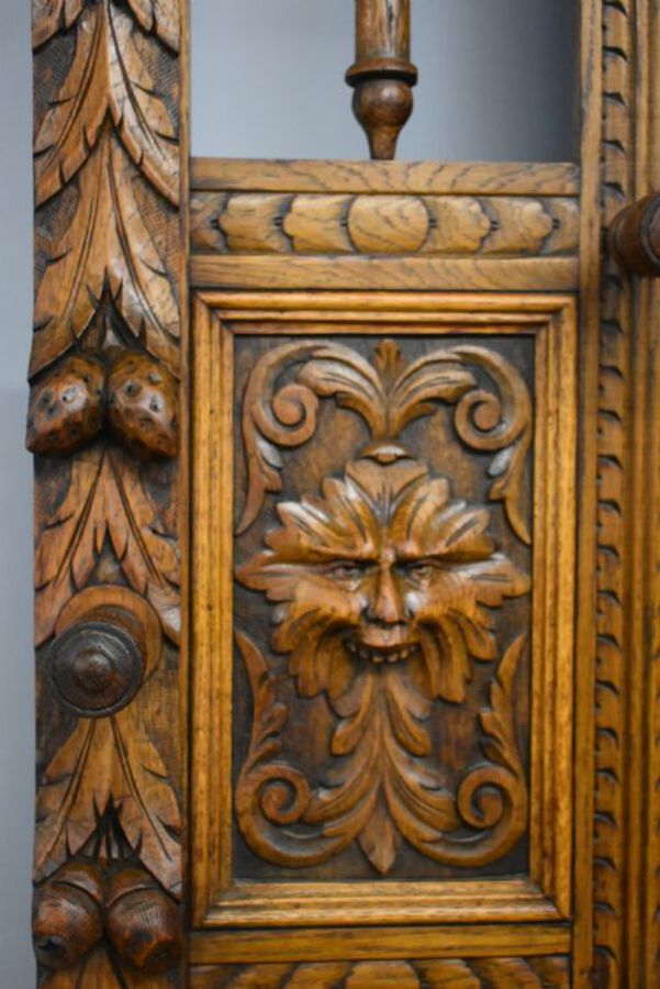 Antique Victorian Carved Oak Hallstand