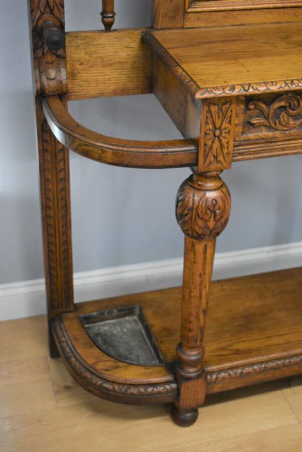 Antique Victorian Carved Oak Hallstand