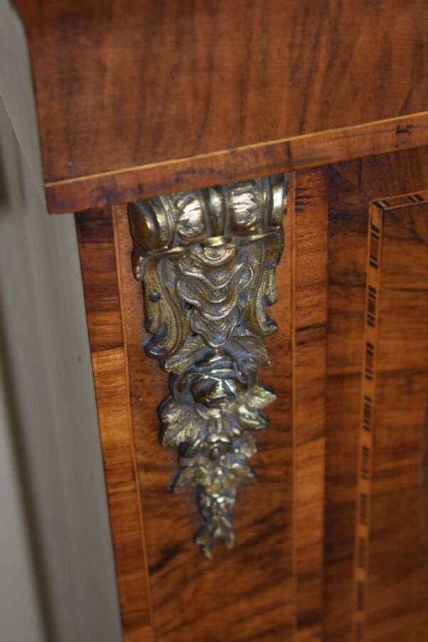 Antique Pair of 19th Century Victorian Walnut & Marquetry Pier Cabinets