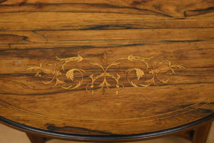 Antique Victorian Rosewood Inlaid drop leaf tripod table