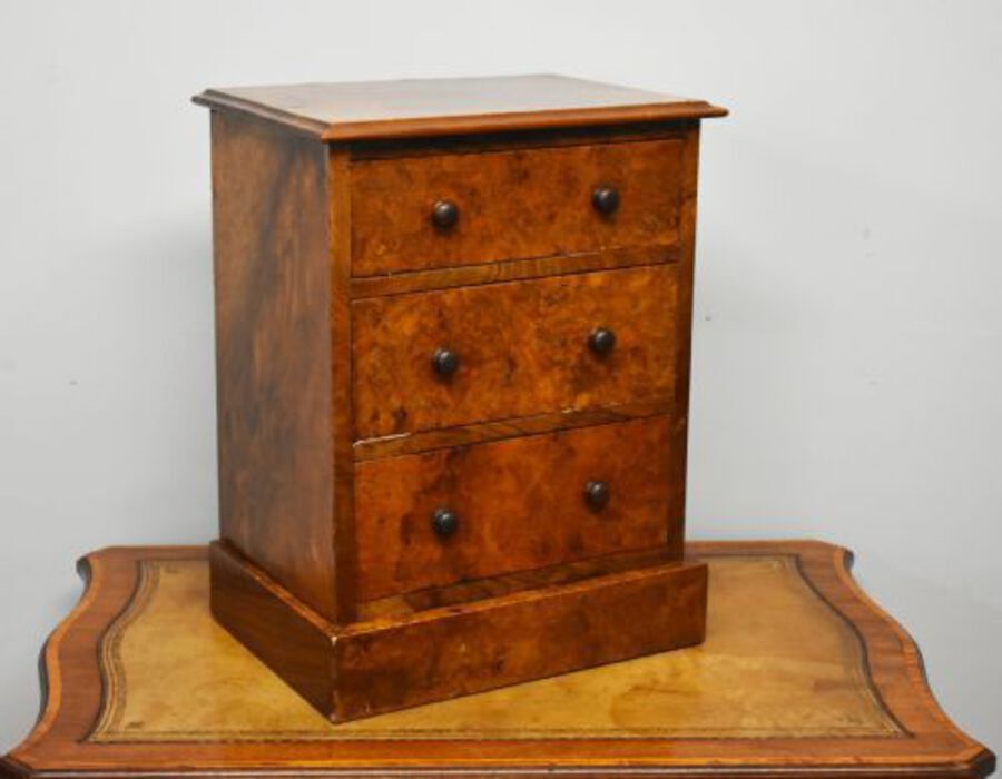 Antique Victorian Burr Walnut Miniature Chest of Drawers