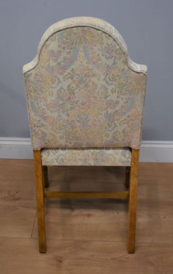 Antique Early 20th Century Set Six Oak Upholstered chairs