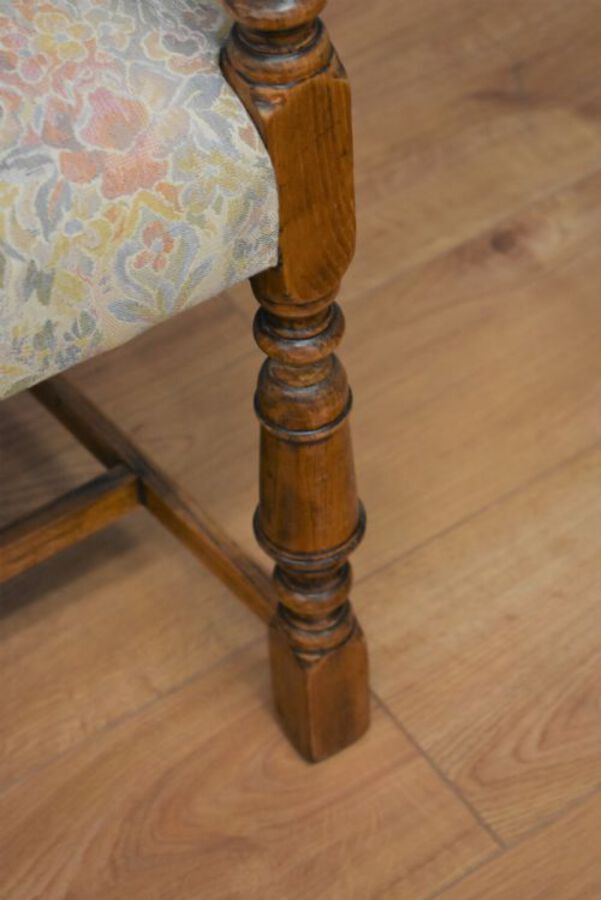 Antique Early 20th Century Set Six Oak Upholstered chairs