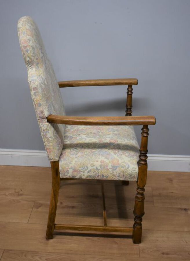 Antique Early 20th Century Set Six Oak Upholstered chairs