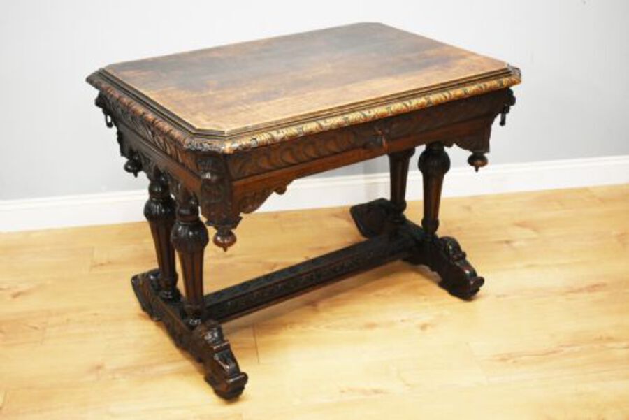 19th Century Victorian Carved Oak Centre Table