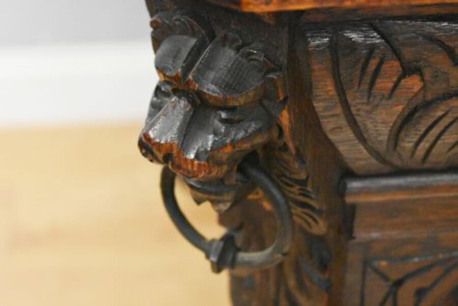 Antique 19th Century Victorian Carved Oak Centre Table