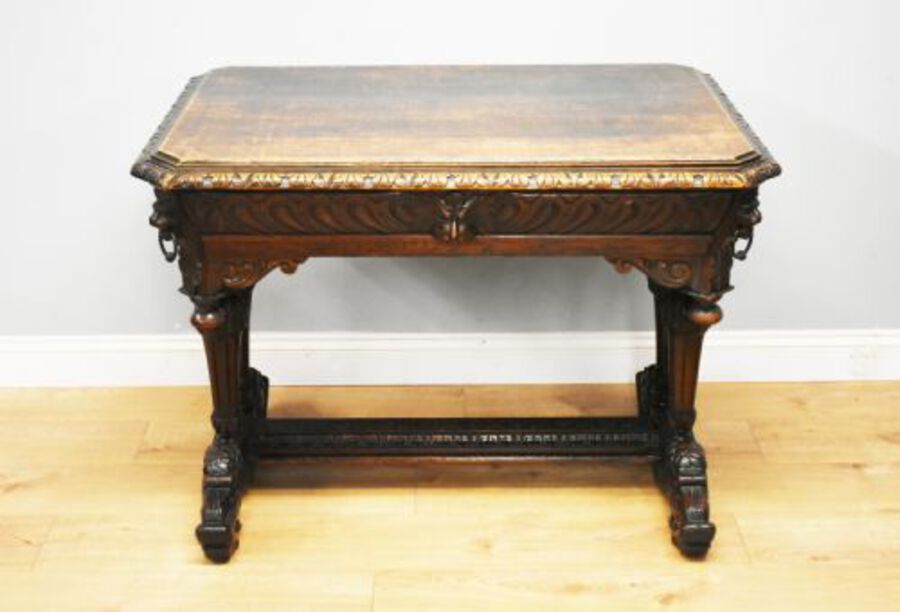 Antique 19th Century Victorian Carved Oak Centre Table