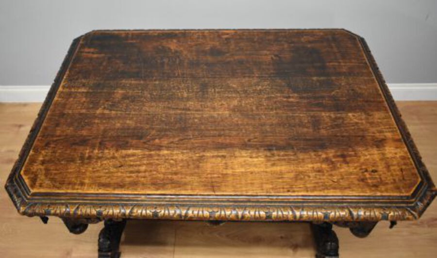Antique 19th Century Victorian Carved Oak Centre Table